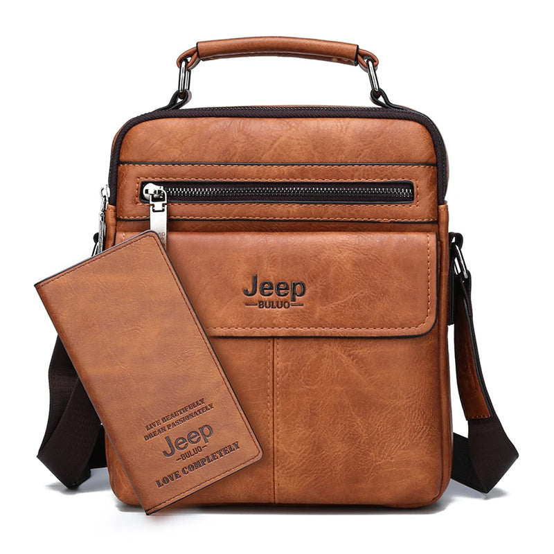 Bolsa de ombro masculina couro JEEP BULOU mensageiro