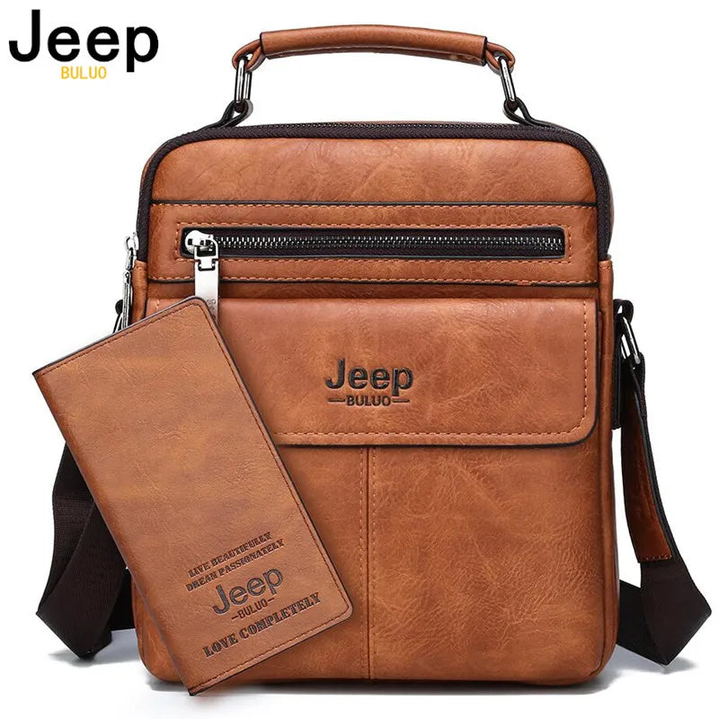 Bolsa de ombro masculina couro JEEP BULOU mensageiro