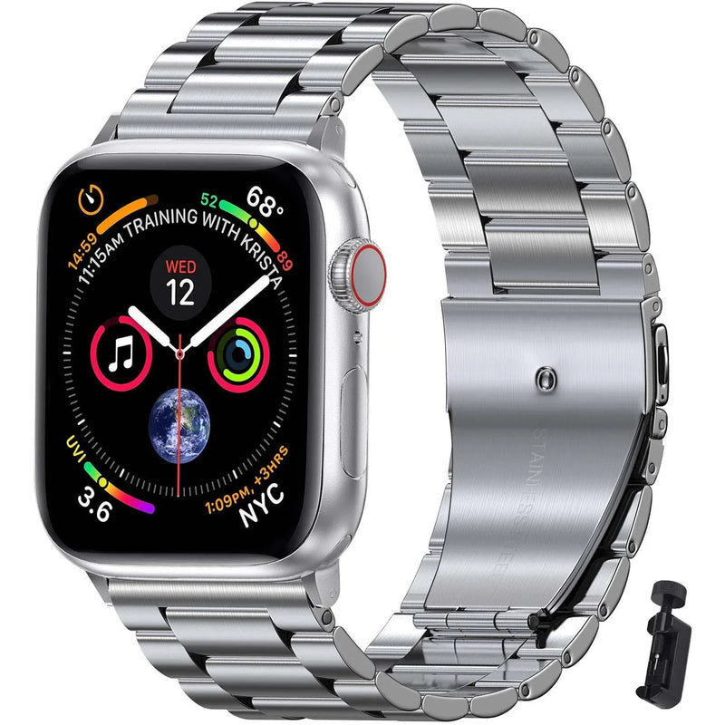 Titanium Color Stainless Steel Strap For Apple Watch Band Ultra 2 49mm 45mm 41mm 40mm 44mm Metal Bracelet iwatch series 9 7 6 8