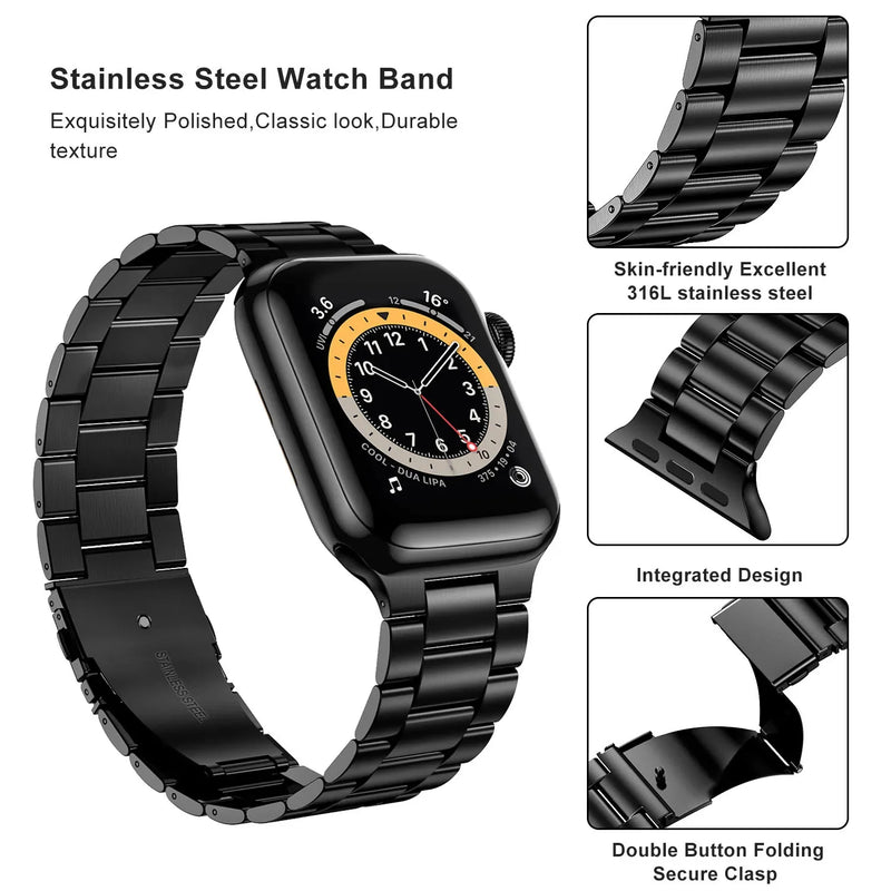 Titanium Color Stainless Steel Strap For Apple Watch Band Ultra 2 49mm 45mm 41mm 40mm 44mm Metal Bracelet iwatch series 9 7 6 8