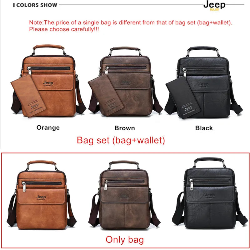 Bolsa de ombro masculina couro JEEP BULOU mensageiro